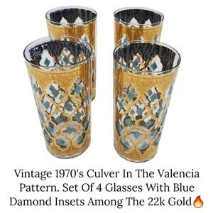VTG
CULVER GREEN Valencia 22K GOLD Drinking GLASSES
1970s Mid-Century Modern